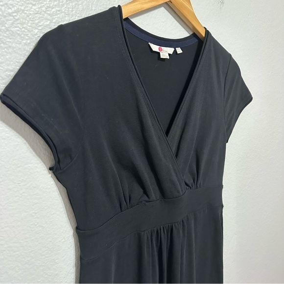 Boden Jersey Knit Faux Wrap Dress Women's 6 Long Black Stretch Classic Surplice - Picture 4 of 7